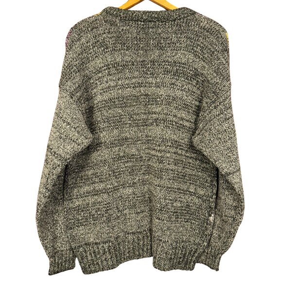 Vintage 90s Argyle Knit Sweater Wool Blend Green Eclectic Clothing - Picture 6 of 8